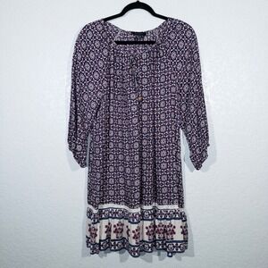 Atmosphere Navy Geometric Print Shift‎ Dress Size 16